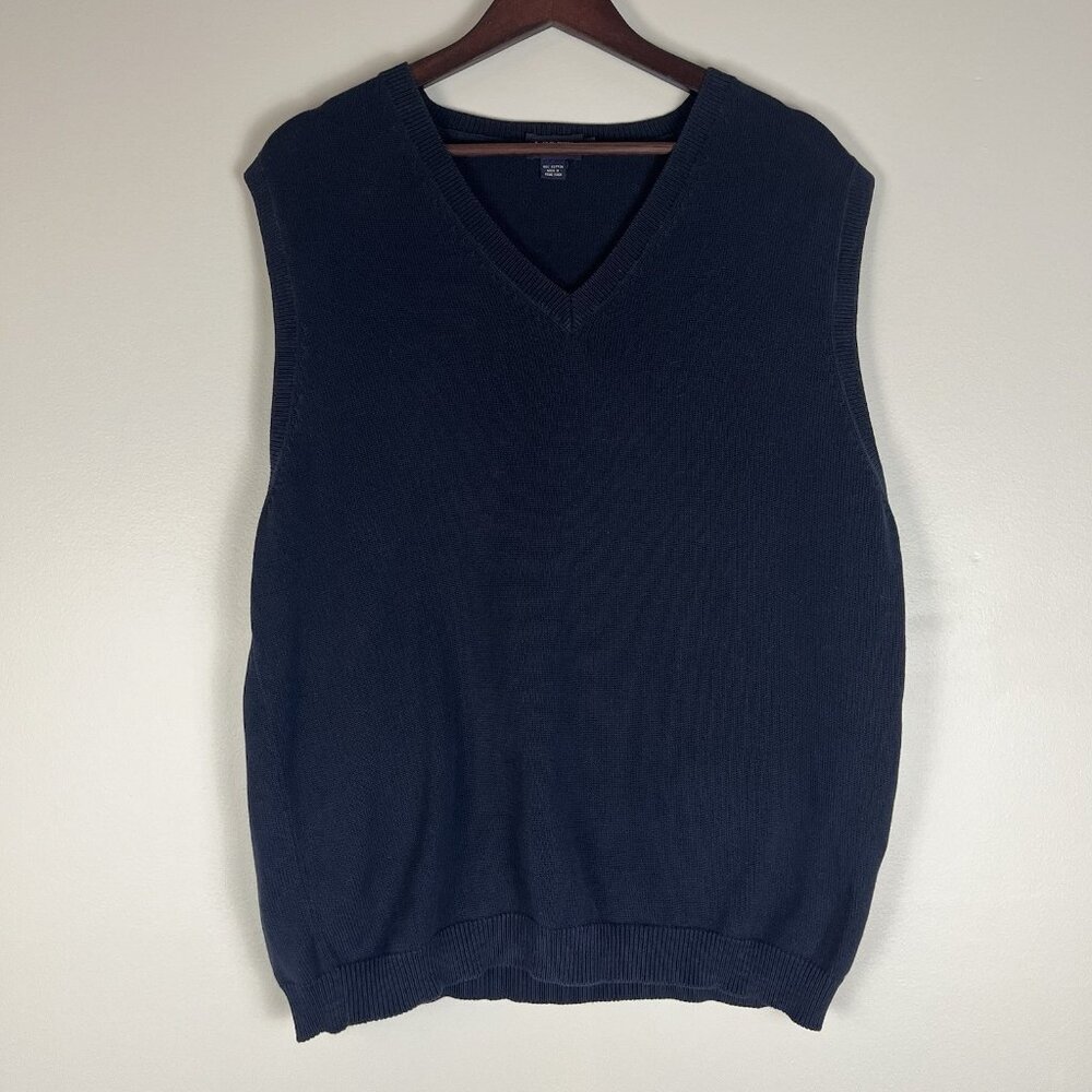 Vintage J. Crew Sweater Vest Men’s XL Navy V-Neck All Cotton Preppy